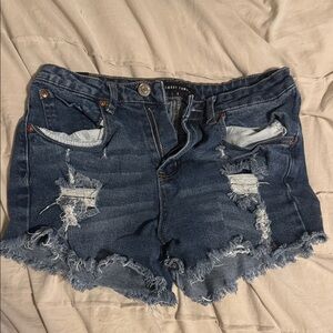 Almost Famous Dark Blue Distressed Jean Shorts
